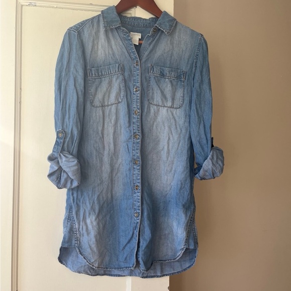 Chico’s Denim Jean Shirt Dress Small Blue - Picture 2 of 6
